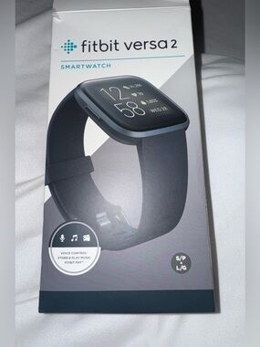 Newer Fitbit Versa 2 Fitness Smart Watch Activity Tracker FB507 Black- Unusex